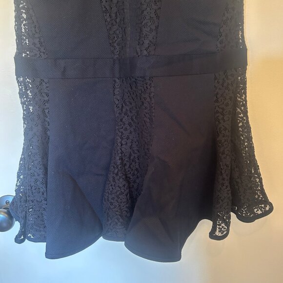 NWT Ann Taylor navy Lace Inset Sleeveless Flounce Hem Mini Dress sz 2 - Picture 10 of 13